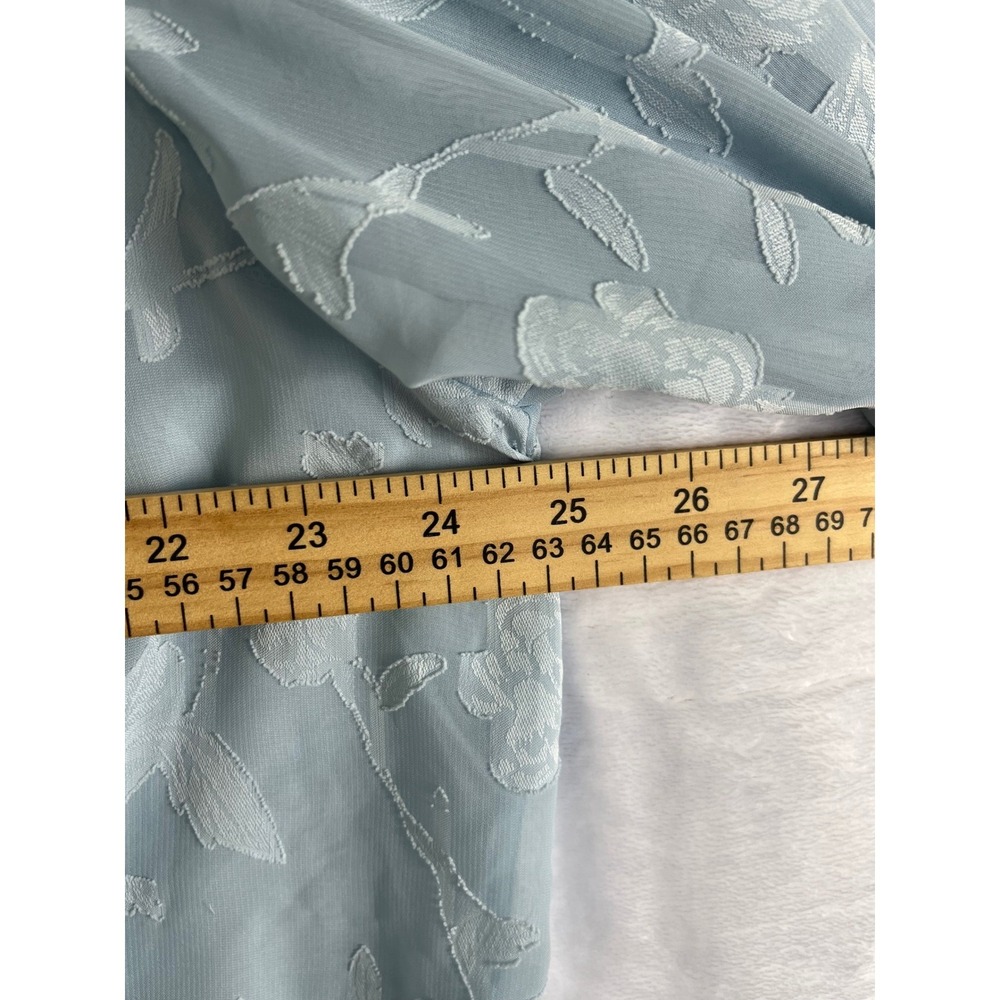 White House Black Market Blouse Womens XL Light Blue Excellent Floral Burn-Out - Picture 3 of 15